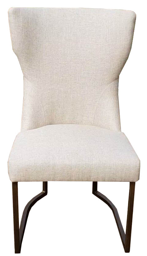Neutral Linen Fabric Dining Chair With, Rustic Padded Dining Chairs
